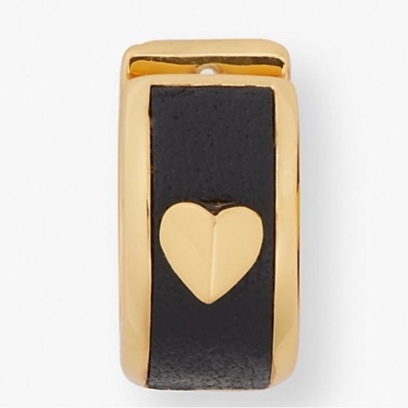 KATE SPADE Black Leather Heartful Huggies - Picture 2 of 5
